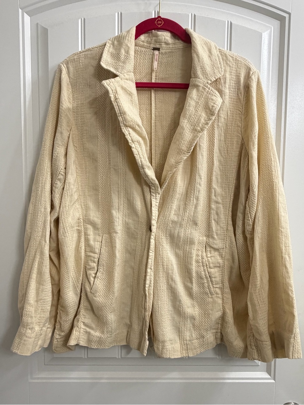 Free People Cream Textured Blazer Jacket oversized fit women’s size M